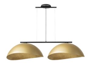 Miniaturka 3 - Lampa wisząca Solar 2 L z czarną belką i dwoma złotymi kloszami