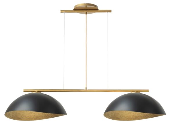Lampa wisząca Solar 2 M ze złotym korpusem i dwoma czarno-złotymi kloszami