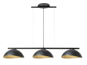 Miniaturka 2 - Lampa wisząca Solar 3 S czarna z trzema czarno-złotymi kloszami, pełny widok