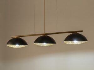 Miniaturka 6 - Lampa wisząca Solar 3 S z trzema podświetlonymi czarno-złotymi kloszami