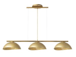 Miniaturka 1 - Lampa wisząca Solar 3 S z trzema złotymi kopułami na złotej listwie