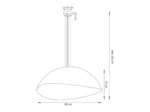 Miniaturka 14 - Rysunek wymiarowy lampy Solaris XL z kopułą o średnicy 89 cm i wysokością maksymalną 101 cm