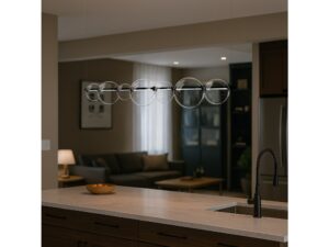 Miniaturka 3 - Czarna lampa wisząca Solemina LED w pomieszczeniu, kolejne ujęcie