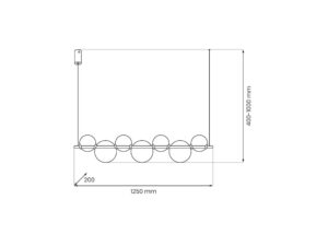 Miniaturka 5 - Lampa wisząca Solemina LED 125 cm, schemat wymiarów oprawy