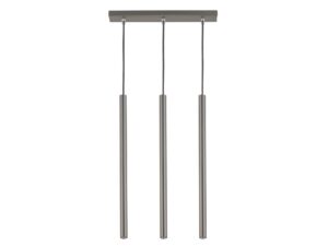 Miniaturka 2 - Lampa wisząca Sopel 3 Prosty srebrna, trzy podłużne klosze metalowe i podstawa sufitowa