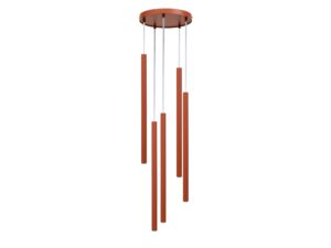 Miniaturka 3 - Ceglana lampa wisząca Sopel 5 koło z pięcioma podłużnymi kloszami