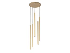 Miniaturka 2 - Złota lampa wisząca Sopel 5 koło z pięcioma cylindrycznymi kloszami