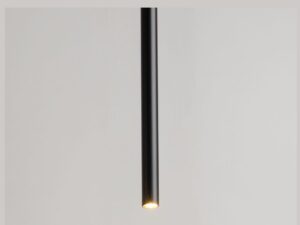Miniaturka 8 - Czarny cylindryczny klosz lampy Sopel 5 prosty, zbliżenie źródła światła