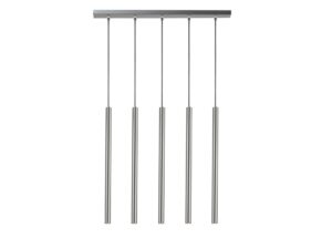 Miniaturka 2 - Srebrna lampa wisząca Sopel 5 prosty, pięć stalowych cylindrycznych kloszy