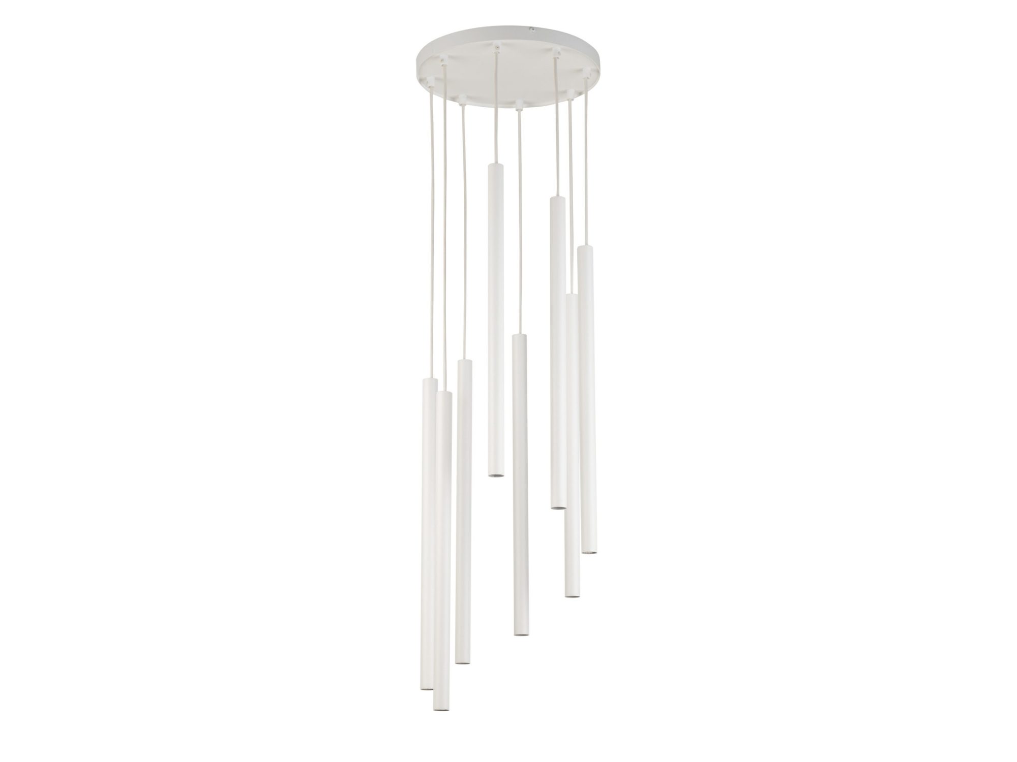 Lampa wisząca Sopel 8 Koło biała, osiem kloszy i okrągła rozeta