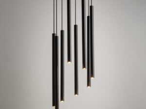Miniaturka 6 - Lampa wisząca Sopel 8 koło czarna ze świecącymi ośmioma tubami