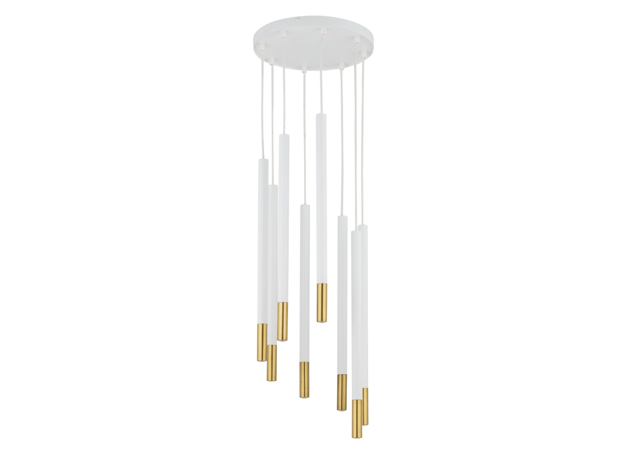 Lampa wisząca Sopel Due 8 biało-złota, pełny widok