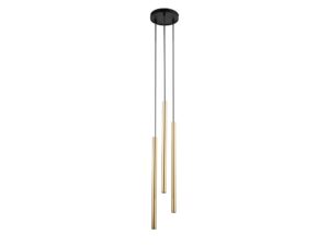 Miniaturka 6 - Lampa wisząca Sopel Lux 3 koło czarno-złota z trzema złotymi kloszami na czarnej rozecie