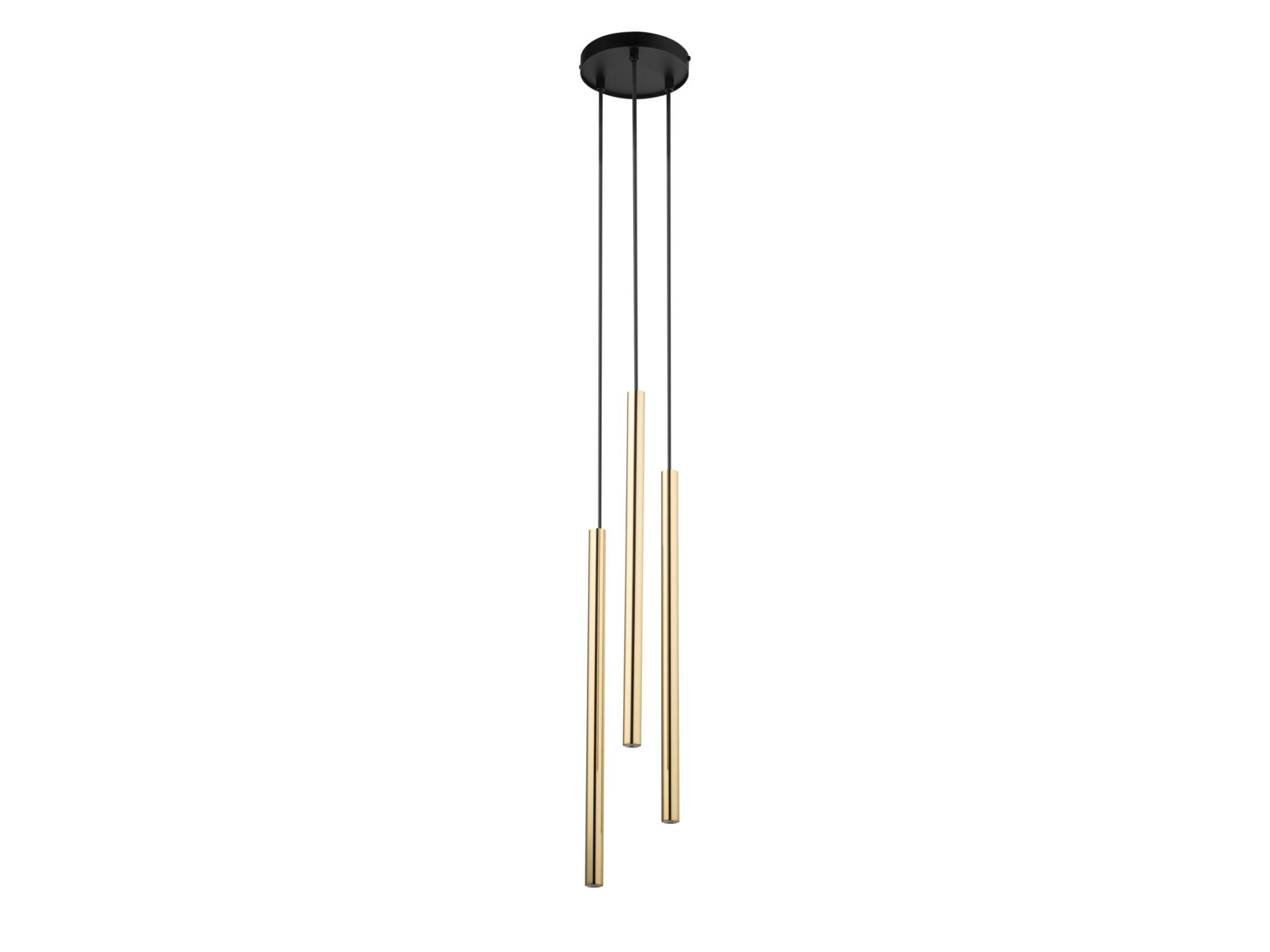 Lampa wisząca Sopel Lux 3 okrągła w kolorze czarno-złotym z trzema rurkami