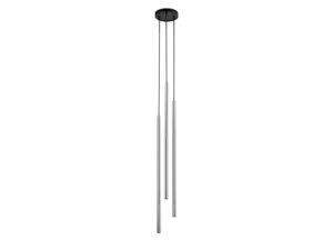 Miniaturka 4 - Lampa wisząca Sopel Lux 3 koło długi czarno-srebrna, trzy srebrne stalowe klosze pod czarną rozetą