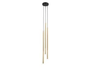 Miniaturka 1 - Lampa wisząca Sopel Lux 3 koło długi czarno-złota z trzema złotymi stalowymi cylindrami