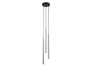 Miniaturka 1 - Lampa wisząca Sopel Lux 3 okrągła czarno-srebrna z trzema tubami na białym tle