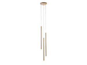 Miniaturka 2 - Lampa wisząca Sopel Premium 3 koło, złota szczotkowana, trzy cylindryczne klosze i okrągła rozeta