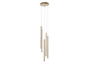 Miniaturka 2 - Lampa wisząca Sopel Premium 5 koło złota szczotkowana, pięć stalowych kloszy