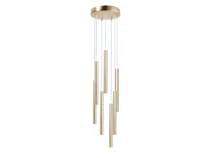 Miniaturka 2 - Lampa wisząca Sopel Premium 7 koło złota szczotkowana, siedem stalowych kloszy