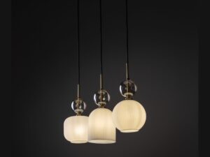 Miniaturka 5 - Lampa wisząca Sophia 3-punktowa białe klosze, zdjęcie produktowe