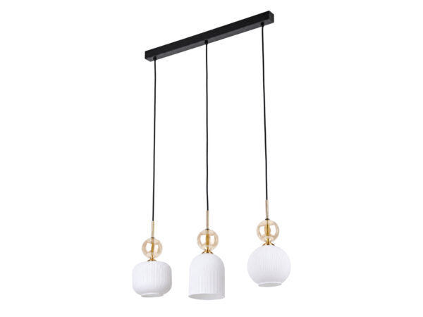 Lampa wisząca Sophia 3-punktowa ze szklanymi kloszami na białym tle