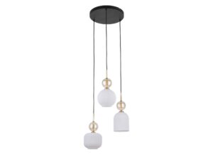 Miniaturka 1 - Lampa wisząca Sophia z białymi szklanymi kloszami na białym tle