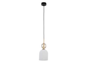 Miniaturka 10 - Lampa wisząca Sophia z białym dzwonkowym kloszem z ryflowanego szkła
