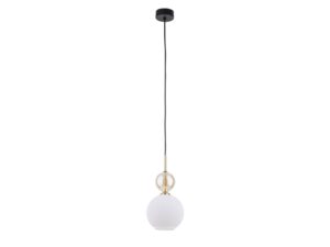 Miniaturka 6 - Lampa wisząca Sophia z białym kulistym kloszem, czarno-złotym zawieszeniem, widok produktowy