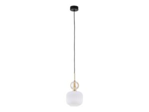 Miniaturka 8 - Lampa wisząca Sophia z białym zaokrąglonym walcowym ryflowanym kloszem na białym tle
