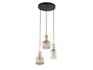 Miniaturka 6 - Lampa wisząca Sophia z koniakowymi szklanymi kloszami na białym tle