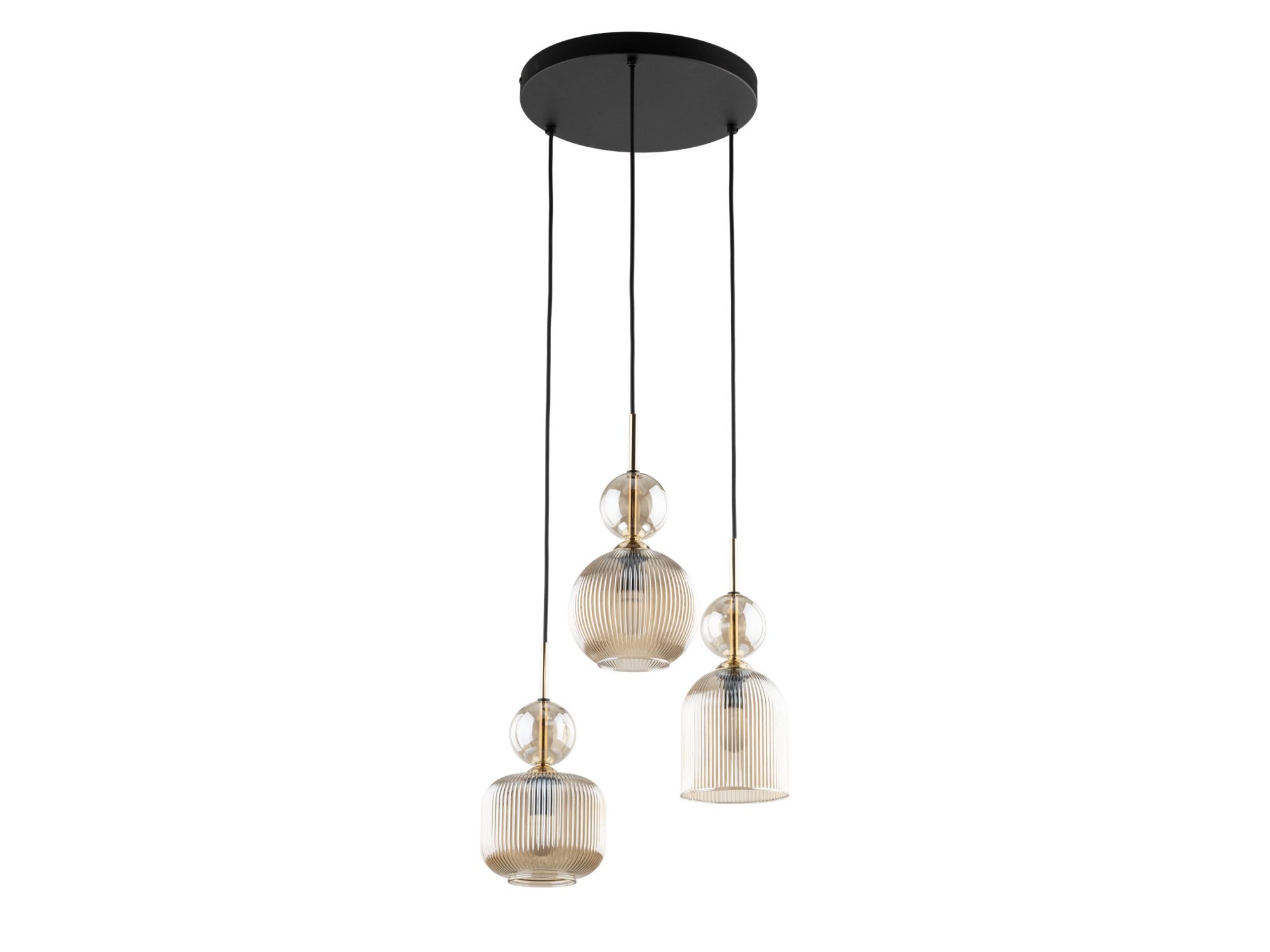 Lampa wisząca Sophia z koniakowymi kloszami na białym tle