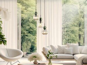 Miniaturka 5 - Lampa wisząca Sophia zielona z koniakowymi kloszami we wnętrzu