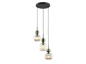 Miniaturka 2 - Lampa wisząca Sophia z zieloną oprawą i koniakowymi kloszami