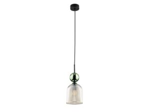 Miniaturka 12 - Lampa wisząca Sophia z zieloną ozdobną kulą i dzwonkowym kloszem koniakowym