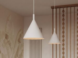 Miniaturka 42 - Lampa wisząca Sorvella 25 cm beżowy nad blatem – zbliżenie