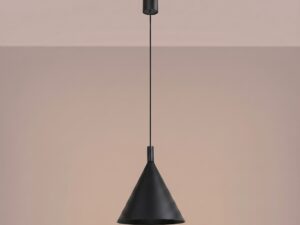 Miniaturka 46 - Lampa wisząca Sorvella 25 cm czarny z włączonym światłem