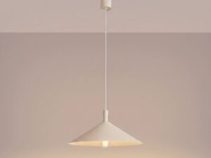 Miniaturka 102 - Lampa wisząca Sorvella 40 cm beżowy z włączonym światłem