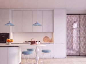 Miniaturka 13 - Lampa wisząca Sorvella 40 cm błękitny nad wyspą kuchenną