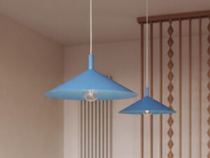Miniaturka 15 - Lampa wisząca Sorvella 40 cm błękitny nad blatem – zbliżenie