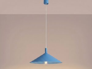 Miniaturka 8 - Lampa wisząca Sorvella 40 cm błękitny z włączonym światłem