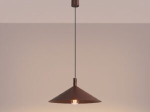 Miniaturka 19 - Lampa wisząca Sorvella 40 cm brązowy z włączonym światłem