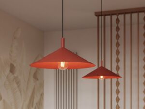 Miniaturka 36 - Lampa wisząca Sorvella 40 cm czerwony nad blatem – zbliżenie