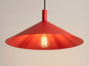 Miniaturka 30 - Lampa wisząca Sorvella 40 cm czerwony – szeroki klosz ze światłem