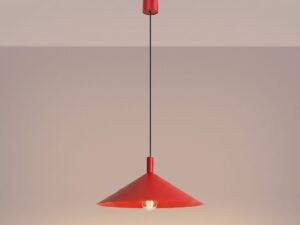 Miniaturka 29 - Lampa wisząca Sorvella 40 cm czerwony z włączonym światłem