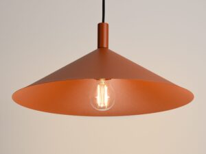 Miniaturka 84 - Lampa wisząca Sorvella 40 cm ochra czerwona – szeroki klosz ze światłem