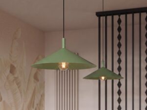 Miniaturka 57 - Lampa wisząca Sorvella 40 cm szałwiowy nad blatem – zbliżenie