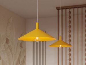 Miniaturka 47 - Lampa wisząca Sorvella 40 cm żółty nad blatem – zbliżenie