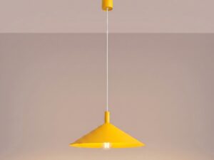 Miniaturka 40 - Lampa wisząca Sorvella 40 cm żółty z włączonym światłem
