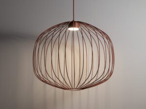 Miniaturka 3 - Lampa wisząca Sphera M ceglasty klosz z włączonym światłem GX53